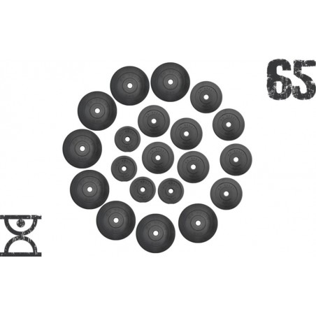 65 кг (4 по 1.25, 8 по 2.5, 8 по 5 кг) дисков, покрытых пластиком (31 мм)|65 кг (4 по 1.25, 8 по 2.5, 8 по 5 кг) дисків, покрити