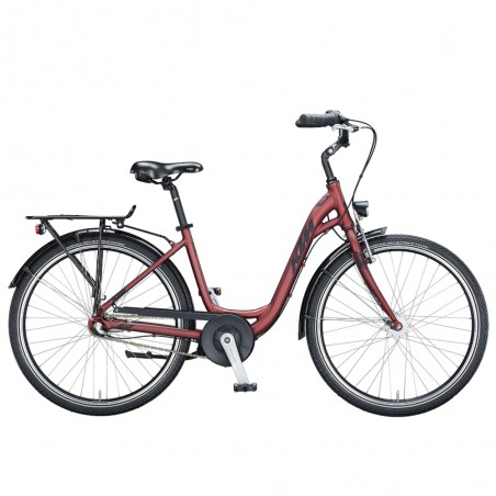 Велосипед KTM CITY FUN 26 рама D-W 43, бордовий (чорно-сірий), 2021